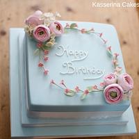 Ranunculus birthday cake