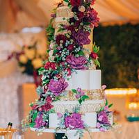 Art Deco Sugar Flower Wedding Cake