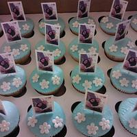 Blue aniversary cupcakes