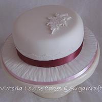 Pink Rose & Lace Wedding Cake