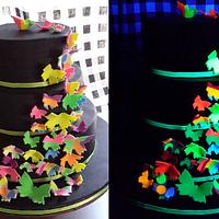 Cake with glow butterflies