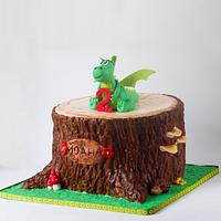 Dragon tree stump cake