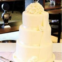 3 Tier Ivory Draped Wedding Cake