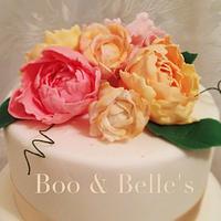 Pretty Peonies and Roses cake