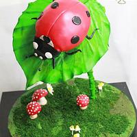 Gravity Defying Ladybug Cake
