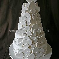 White Heart Cascade Wedding Cake