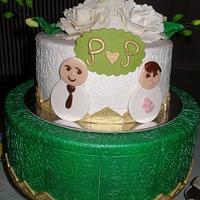 Poloy and Pebbles wedding cake