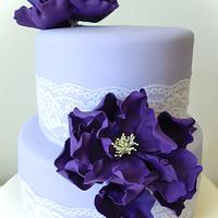 Purple Peony Wedding Cake