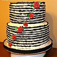 Black & White ruffles wedding cake