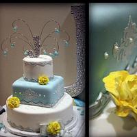 Timarla & David - white with Tiffany blue, silver, and yellow
