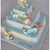 Christening cake with baby elephants