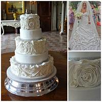 Ruffled Rose Wedding Cake 