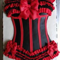 Sexy Red and Black Bustier Bridal Shower Cake - Decorated - CakesDecor