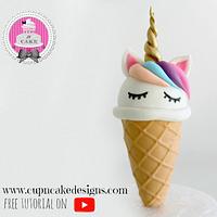 Unicorn Ice cream fondant and rice krispie cake topper
