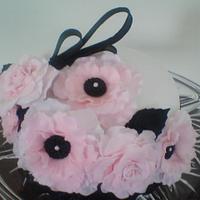 Pink, Black and White Round Cake