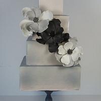 Grey magnolia cake