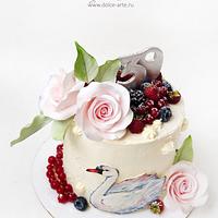 white swan cake