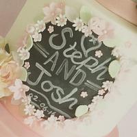Chalkboard and Roses Wedding Cake