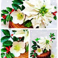 Christmas cake with Poinsettia