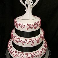 3 Tiered piped design wedding cake