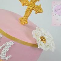 pink and gold christening 