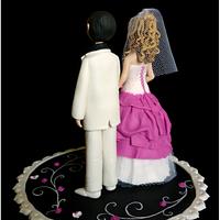 Wedding cake topper "white black fuchsia"