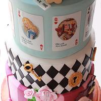 Alice in wonderland themed wedding party cake