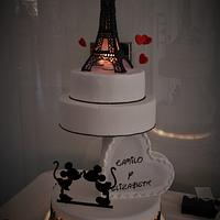 wedding cake Torre Eiffel   with light TArta de boda con luces