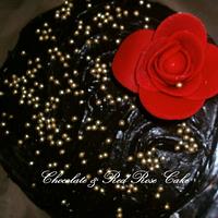 Devil's chocolate cake with a red rose