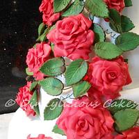 red rose wedding cake