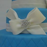 White and Blue 15th Birthday Cake