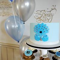 21st Birthday Cupcake Tower- paisley inspired
