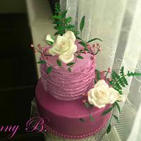 Beautiful roses cake with ruffles