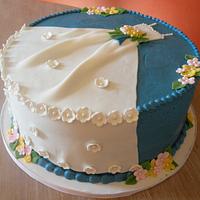 blue bridal shower "dress" cake