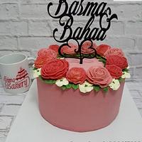 Buttercream Rose engagement cake 