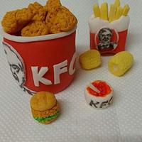 Miniature fondant KFC models.