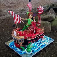 Peter Pan, captain Hook and his 3D Jolly Roger