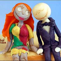 Jack Skellington and Sally Ragdoll Wedding Cake Topper