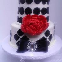 Modern Black with Red Peony
