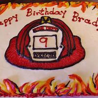 Firemans hat cake in Buttercream with flames!