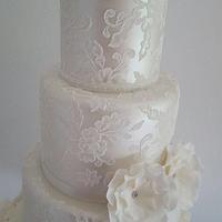 Ruffles, lace & lustre wedding cake