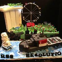 RSS Resolution Navy Cake with Singapore Landscape