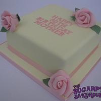 Lemon and Pink Square Rose Cake