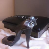 Metallic Shoe box cake. 