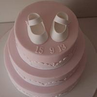 3 tier girls shoes christening cake 