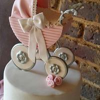 Baby Carriage Christening Cake