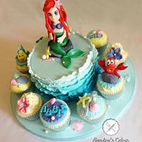 Little Mermaid cake & cupcakes