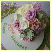 Floral 40th Giant Cupcake
