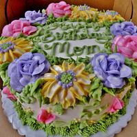 Buttercream pastel floral cake