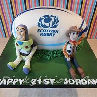 Toy story/ rugby ball cake